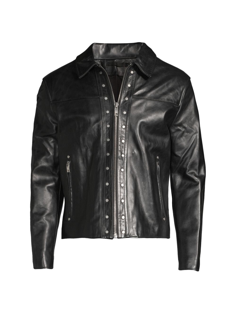 

Кожаная глянцевая байкерская куртка Slim-Fit BLK DNM, черный