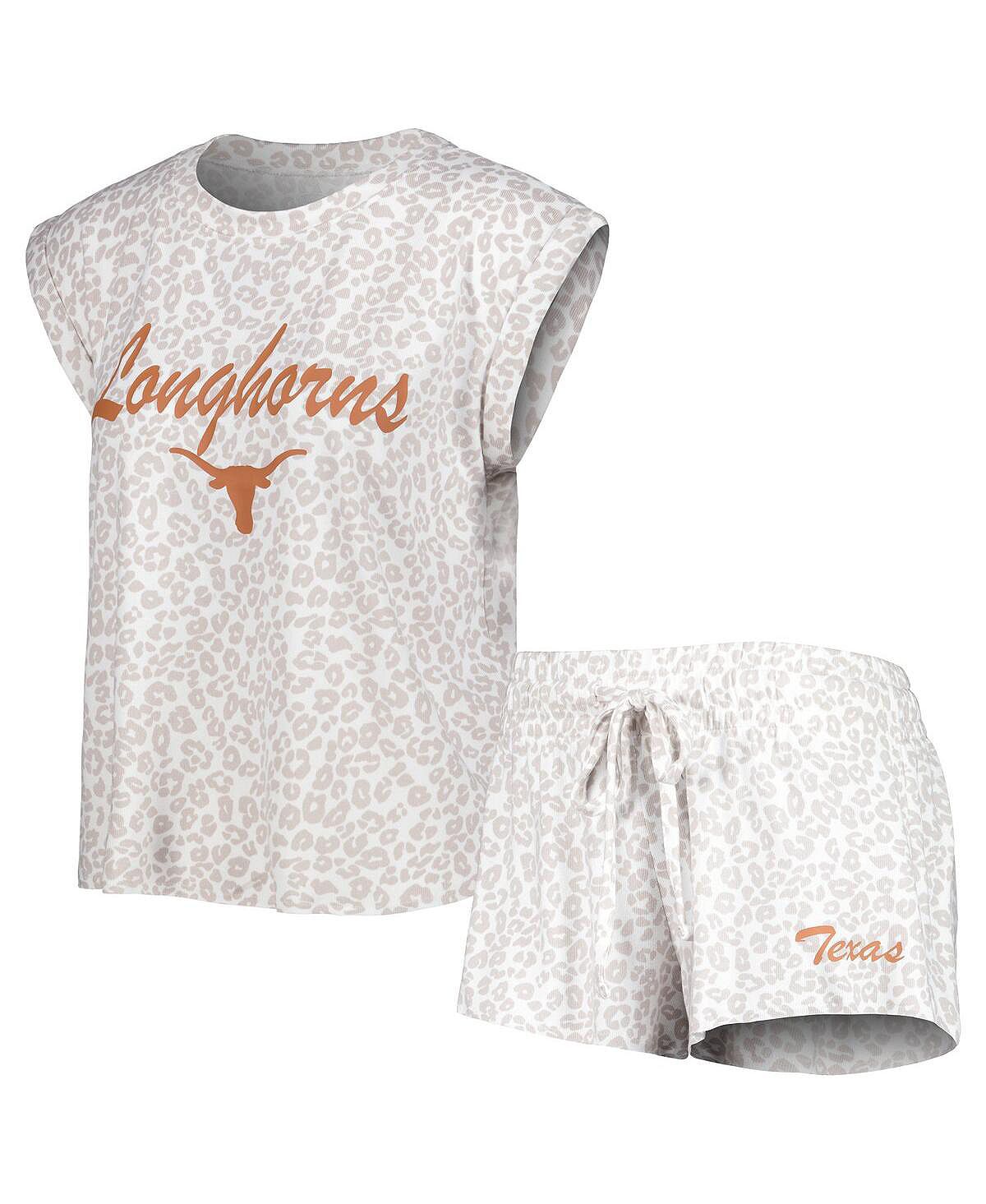 

Женский кремовый комплект для сна из футболки и шорт Texas Longhorns Montana Concepts Sport