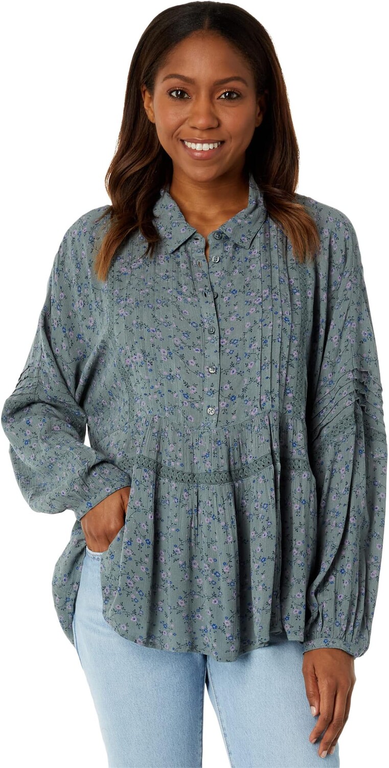 

Блуза с цветочным принтом Lucky Brand, цвет Green Multi