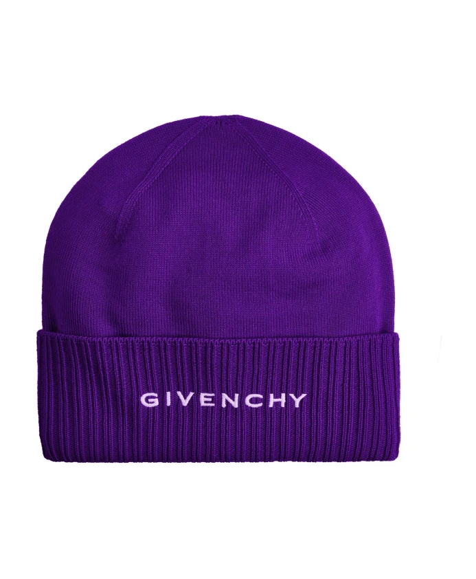 

Шерстяная шапка в рубчик с логотипом Givenchy, фиолетовый