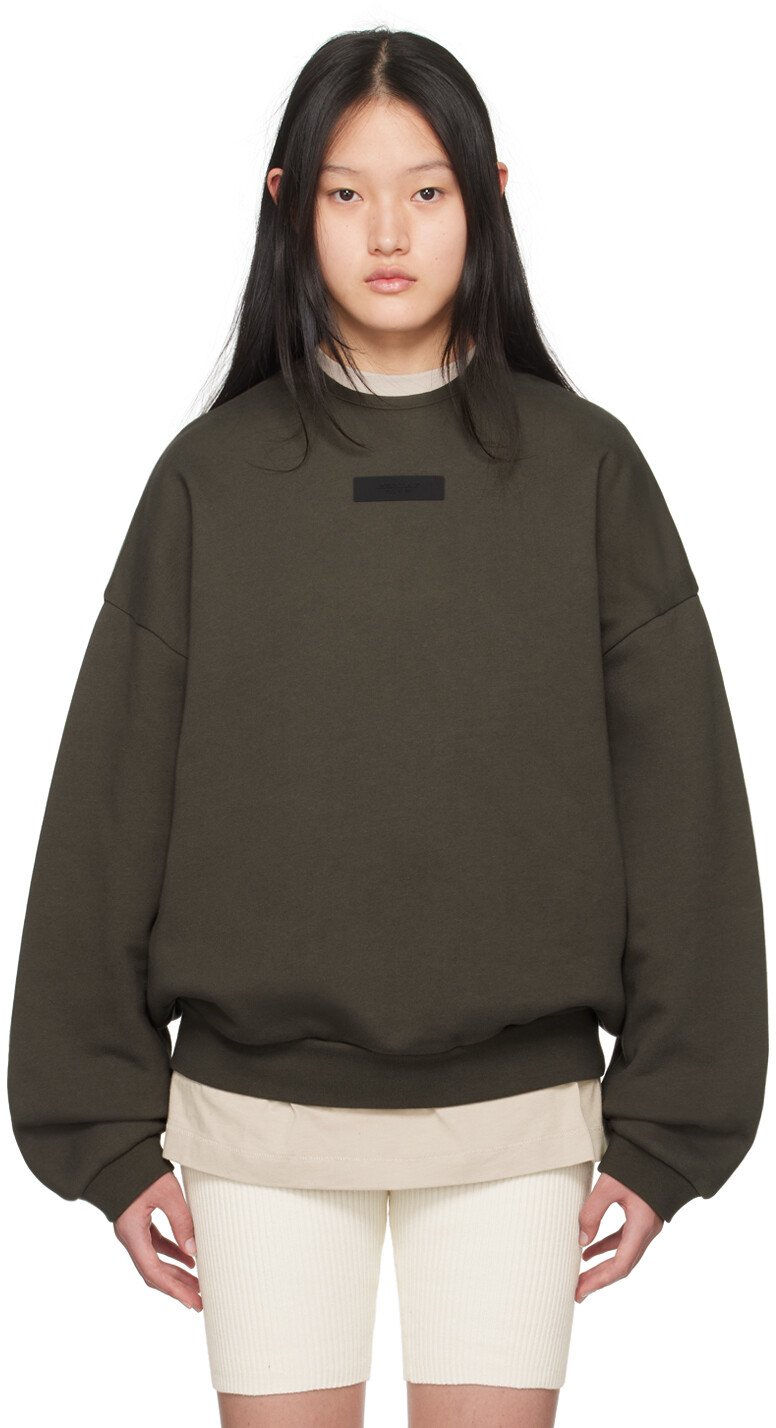 

Серый свитшот с круглым вырезом Fear Of God Essentials, цвет Ink