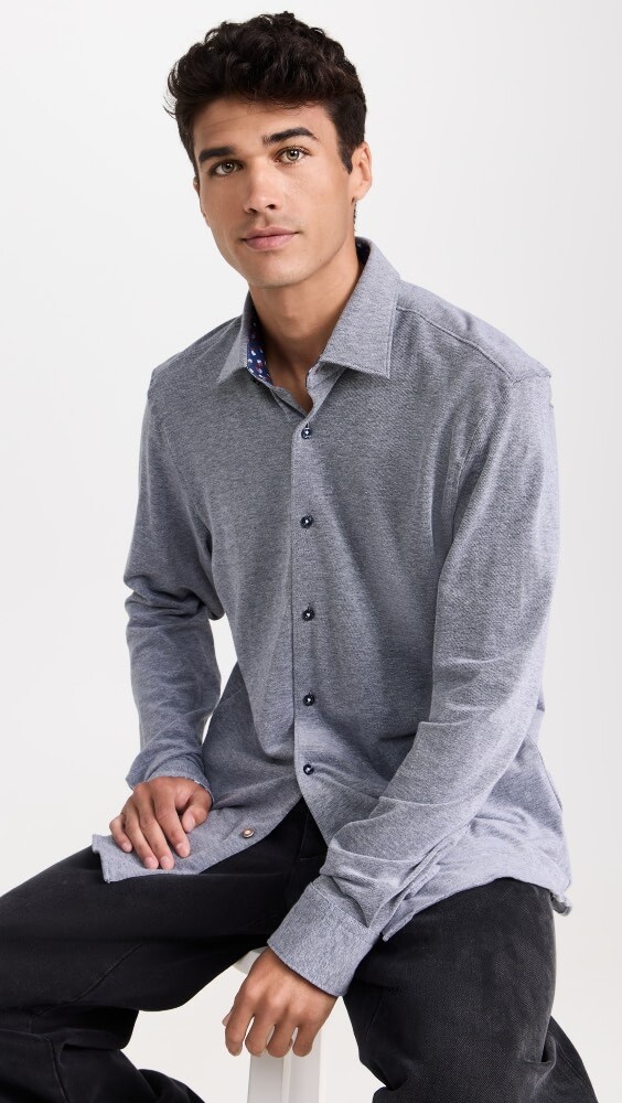 

Рубашка BOSS Kent Knit Button Down, синий