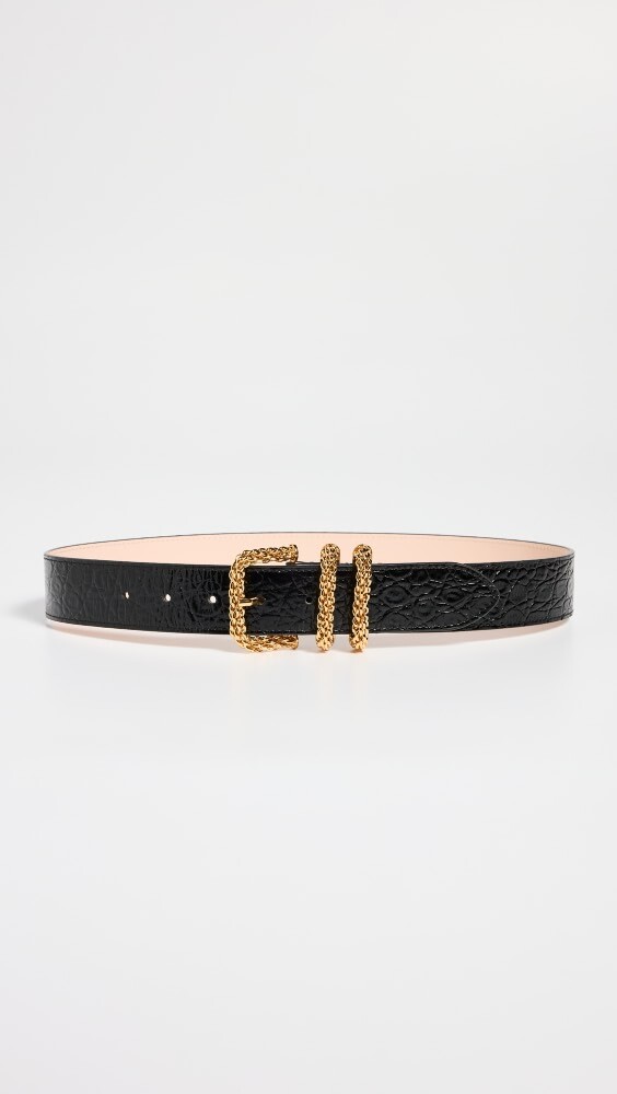 

Ремень BY FAR Katina Black Circular Croco Embossed Leather, черный