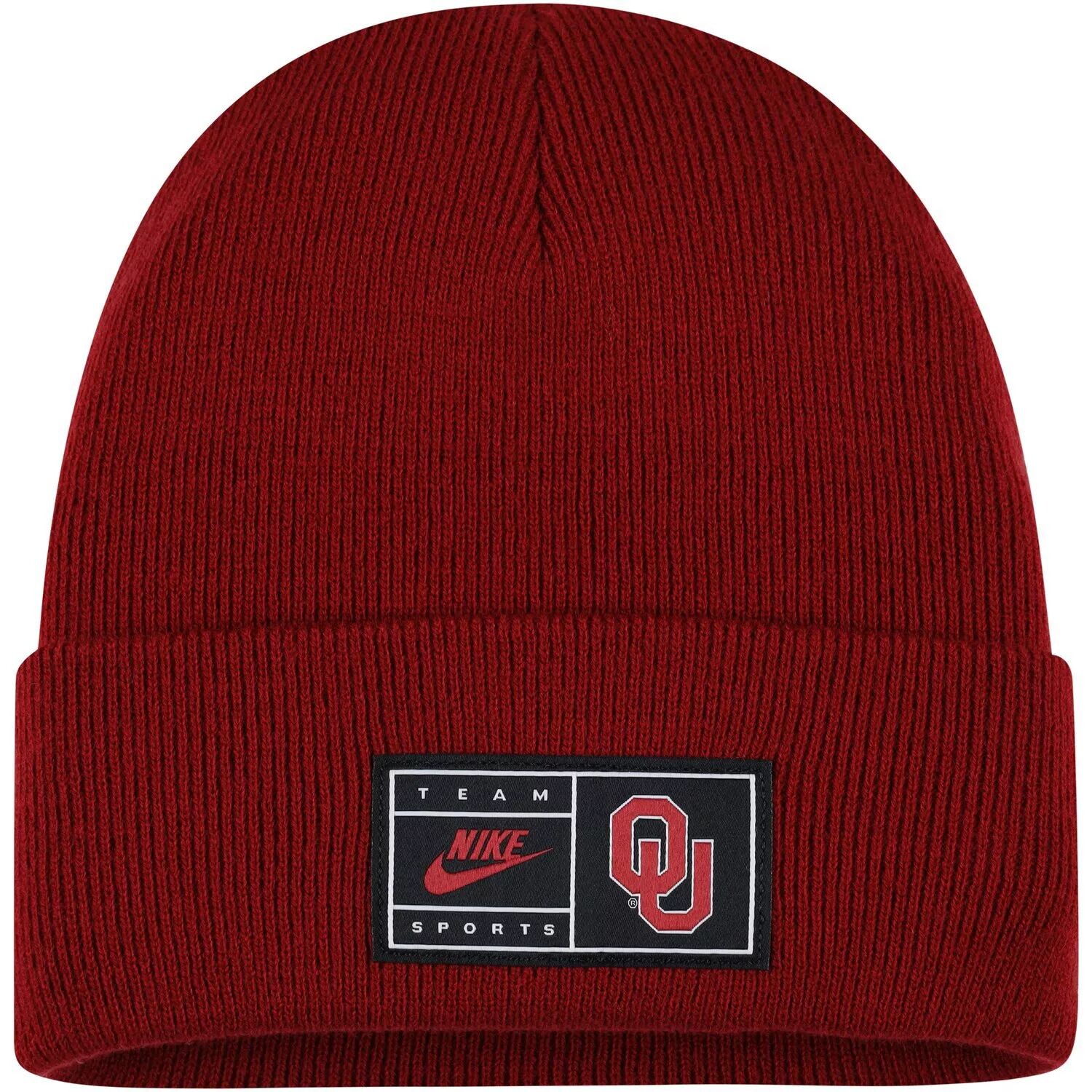 

Мужская универсальная вязаная шапка с манжетами Nike Crimson Oklahoma Earlyes