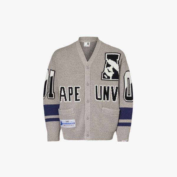 

Кардиган свободного кроя из смесового хлопка с декором varsity Aape, белый