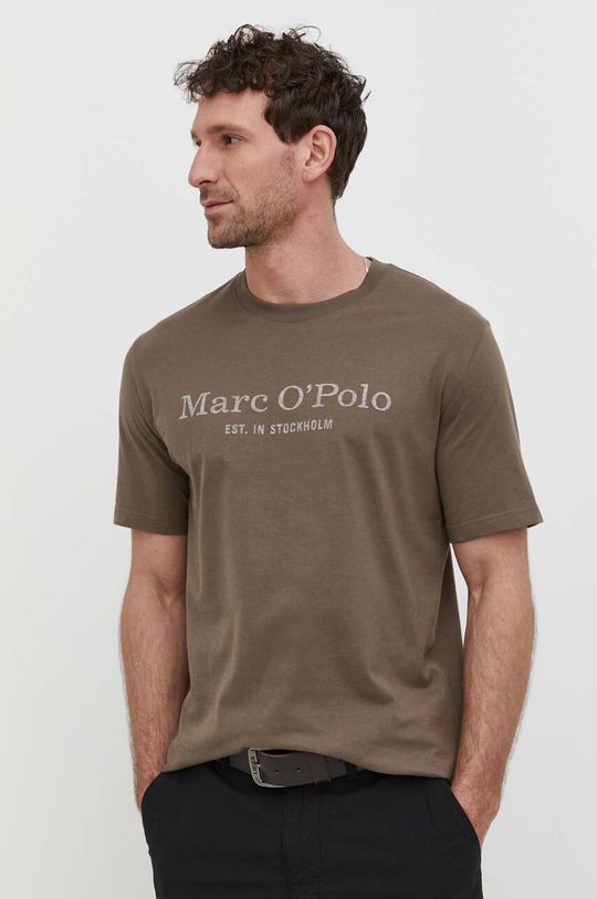 Хлопковая футболка Marc O'Polo, коричневый
