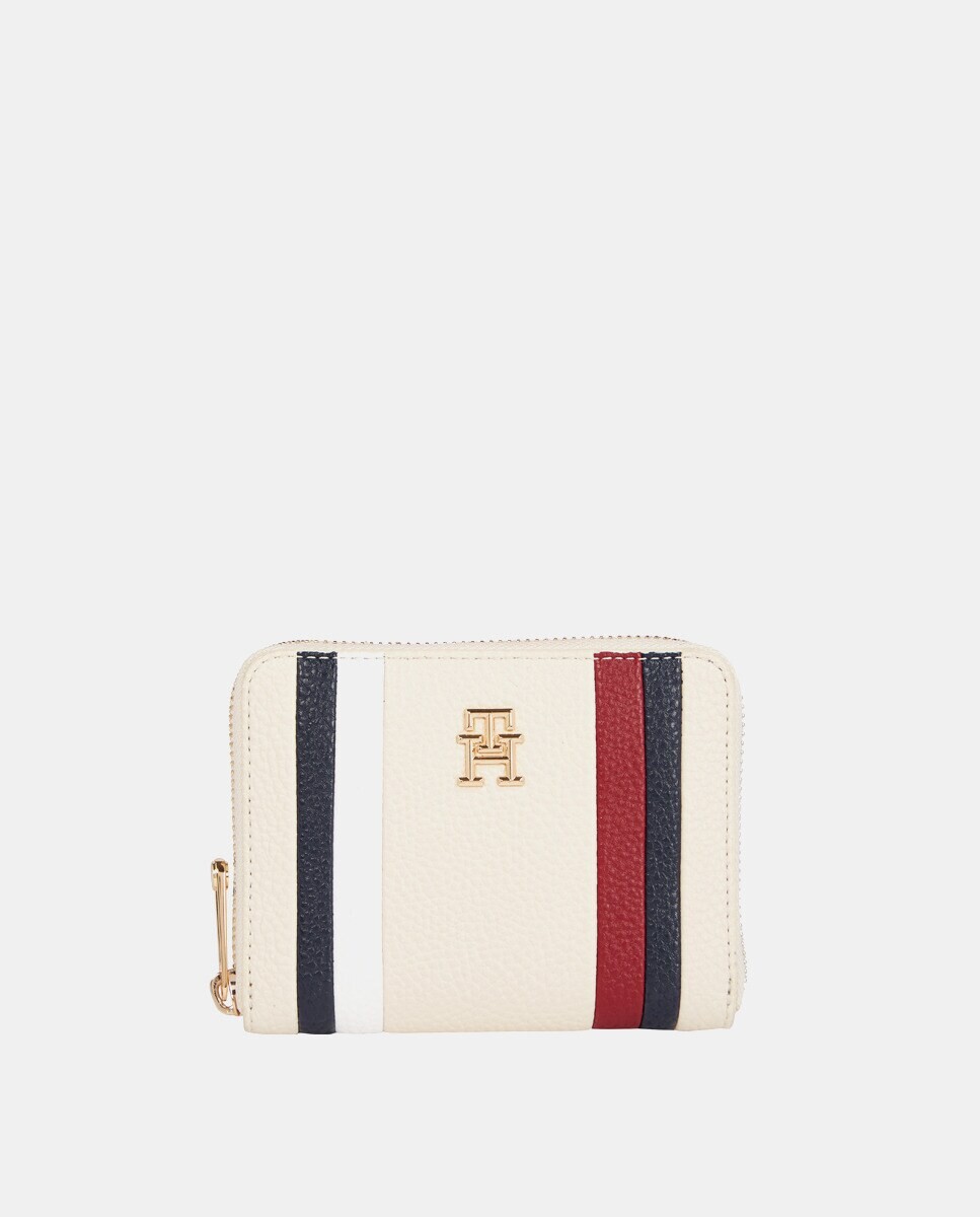 

Кошелек цвета экрю с фирменными цветами и логотипом Tommy Hilfiger