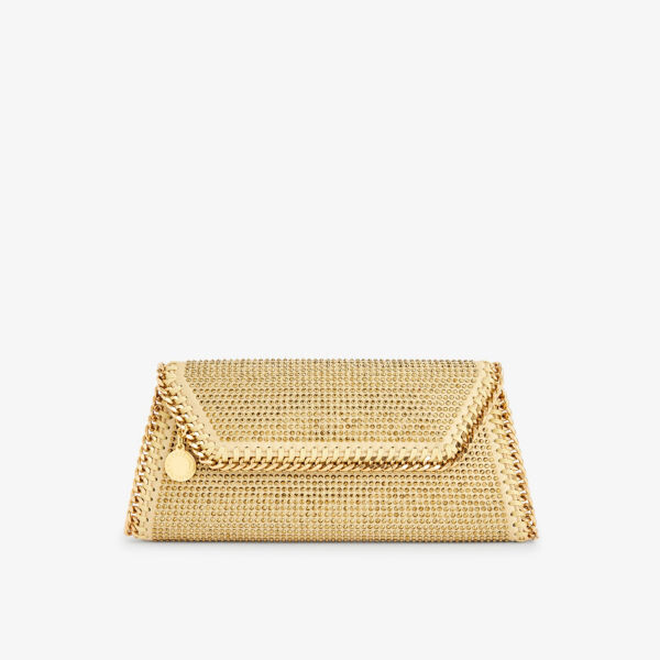 

Плетеный клатч Falabella, украшенный кристаллами Stella Mccartney, желтый