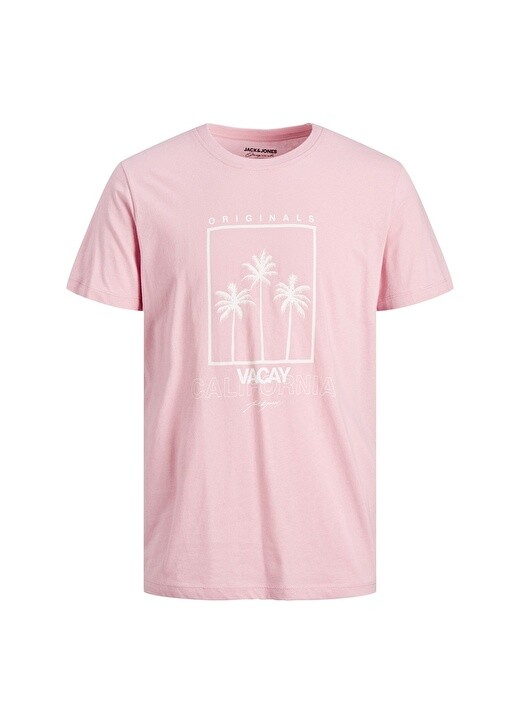 

Однотонная розовая мужская футболка с круглым вырезом Jack & Jones, Розовый