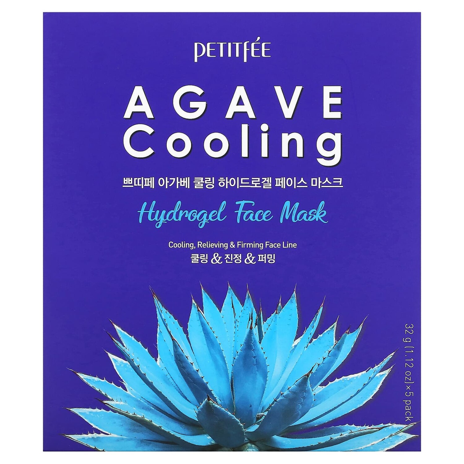 

Agave Cooling, гидрогелевая маска для лица, 5 шт. по 32 г (1,12 унции), Petitfee