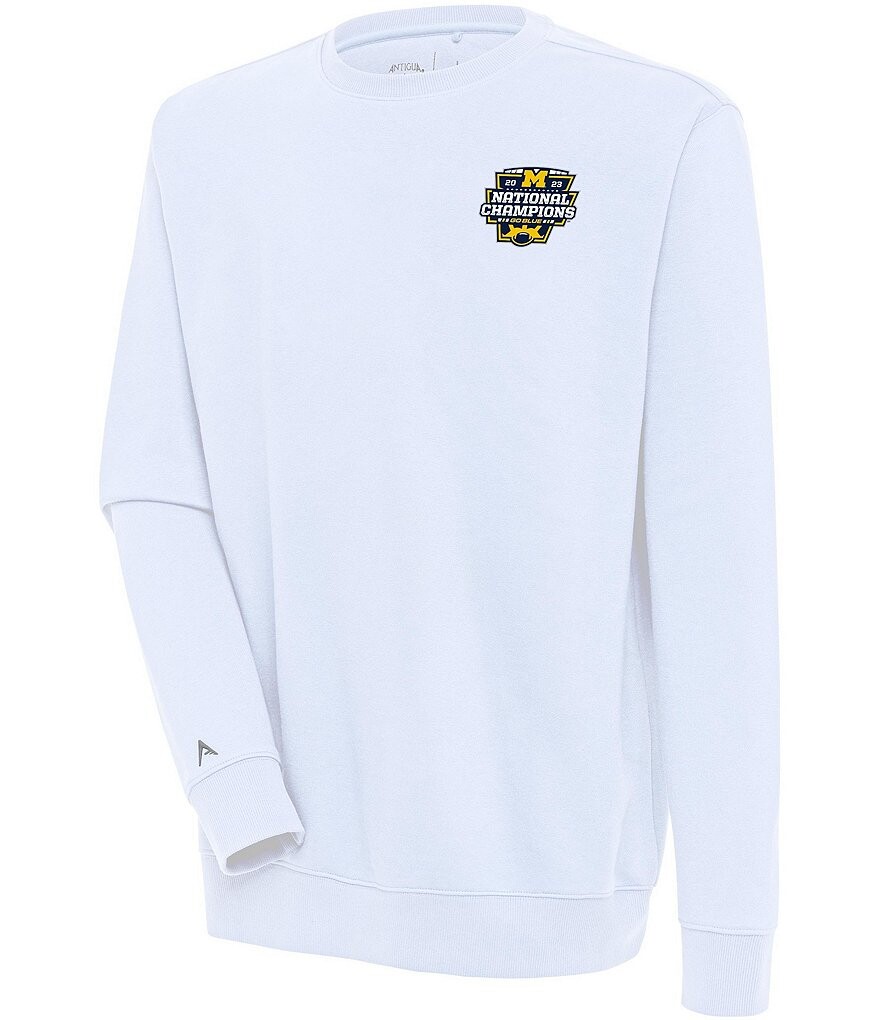 

Флисовая толстовка Antigua NCAA Michigan Wolverines 2023 National Champions Victory Crew с начесом сзади, белый