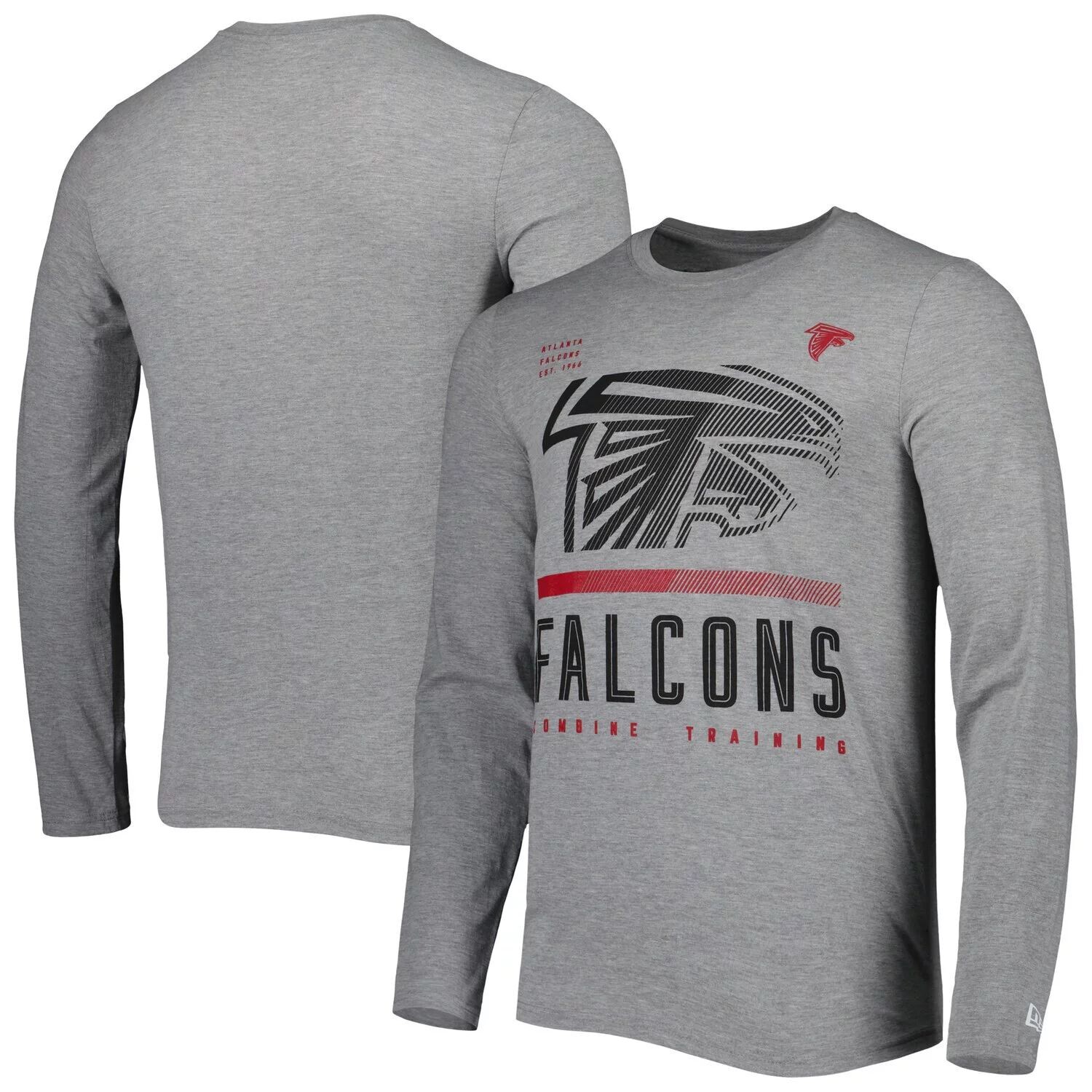 

Мужская серая футболка Atlanta Falcons с длинным рукавом с аутентичной красной зоной New Era, Красный