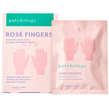 Patchology Rose Fingers Обновляющая маска для рук с ароматом клубники Увлажняющие перчатки