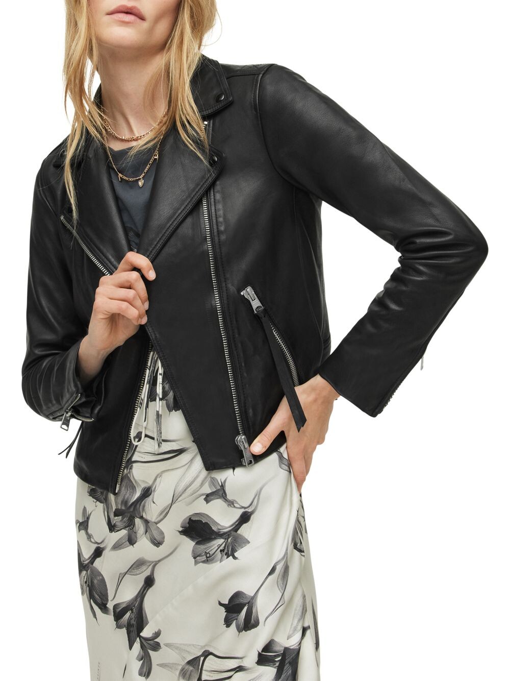 

Кожаная байкерская куртка Dalby AllSaints, черный