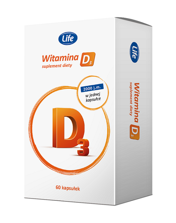 цена Витамин Д3 в капсулах Life Witamina D3 2000 j.m , 60 шт