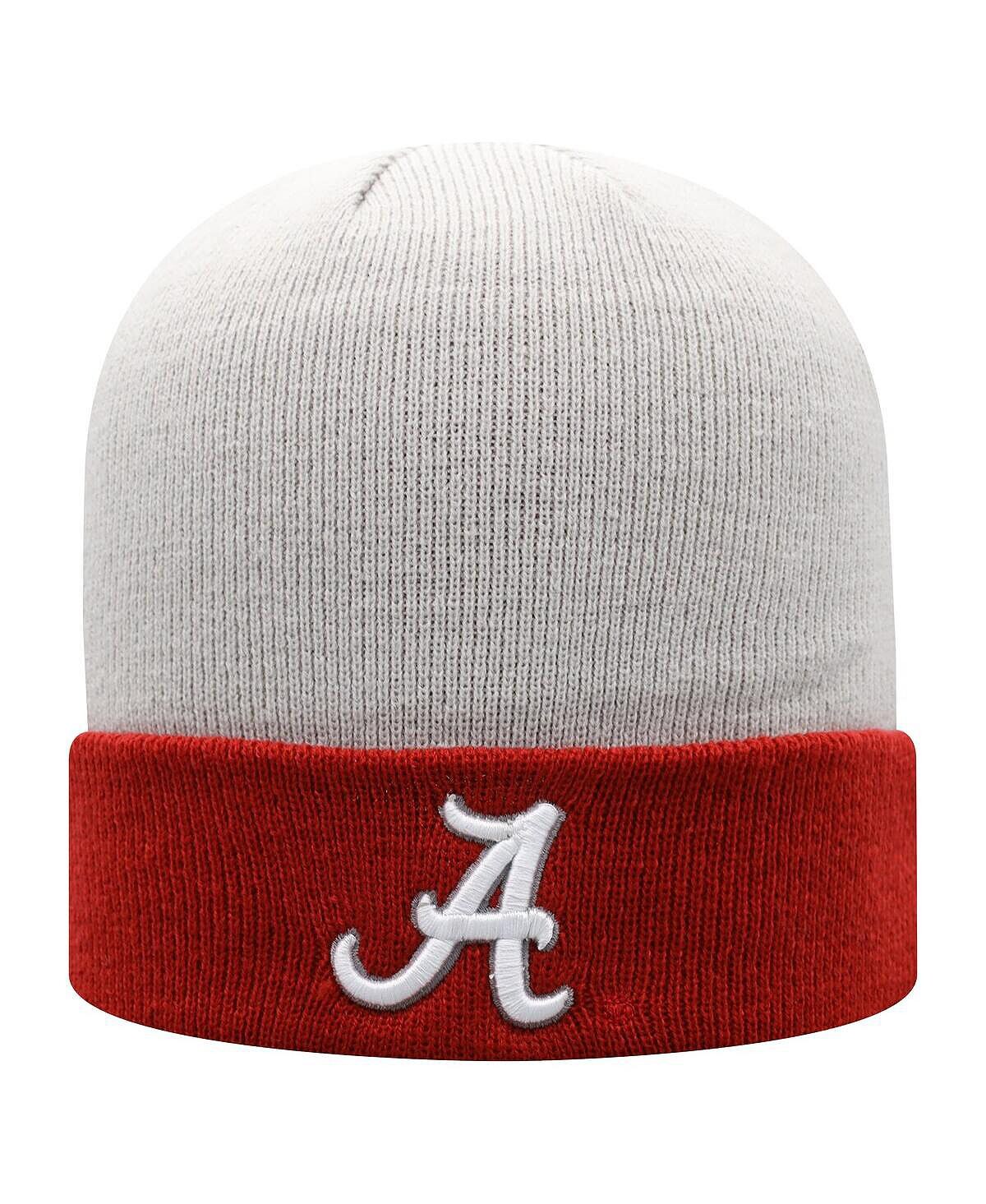 

Мужская серо-малиновая двухцветная вязаная шапка с манжетами Alabama Crimson Tide Core Top of the World