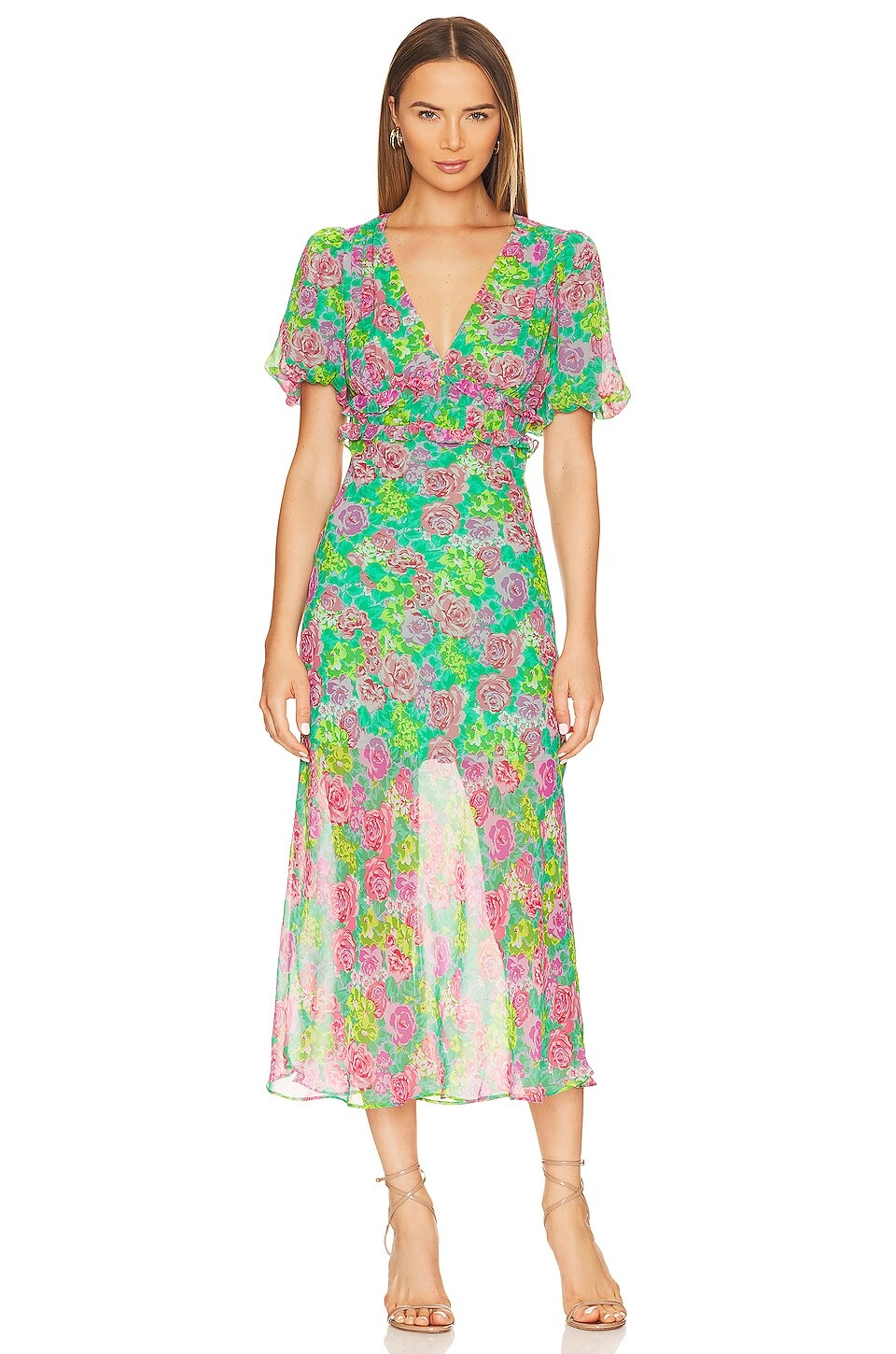 

Платье ASTR the Label Esperanza, цвет Green & Pink Multi