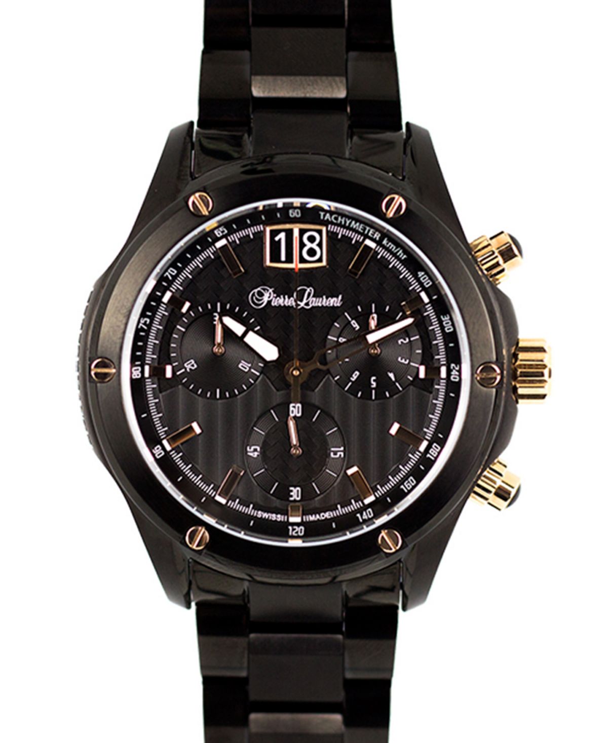 Мужские функциональные швейцарские часы с хронографом и браслетом из нержавеющей стали, 45 мм Pierre Laurent
