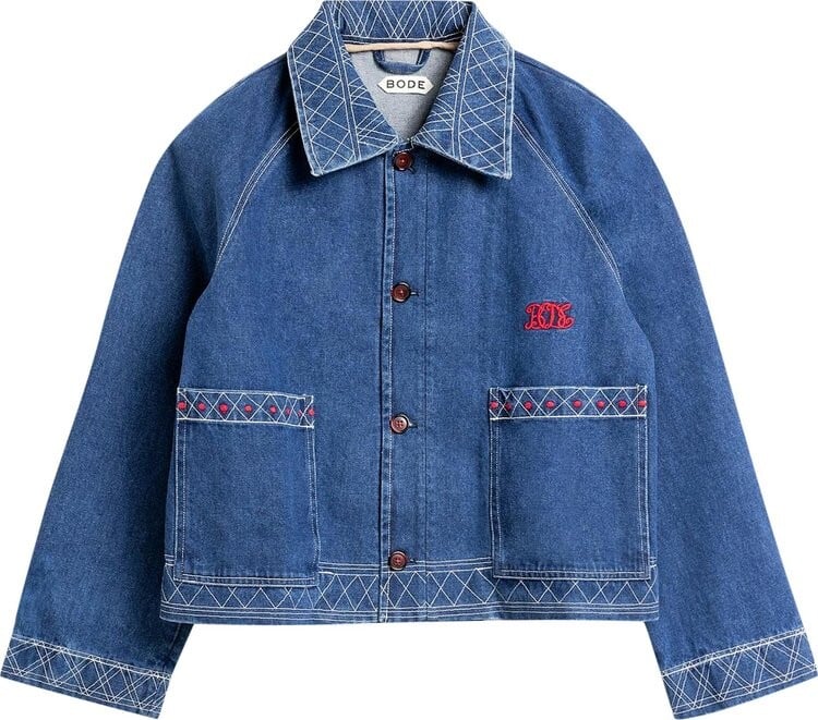 Куртка Bode Embroidered Denim 'Indigo', синий рубашка bode embroidered buttercup белый