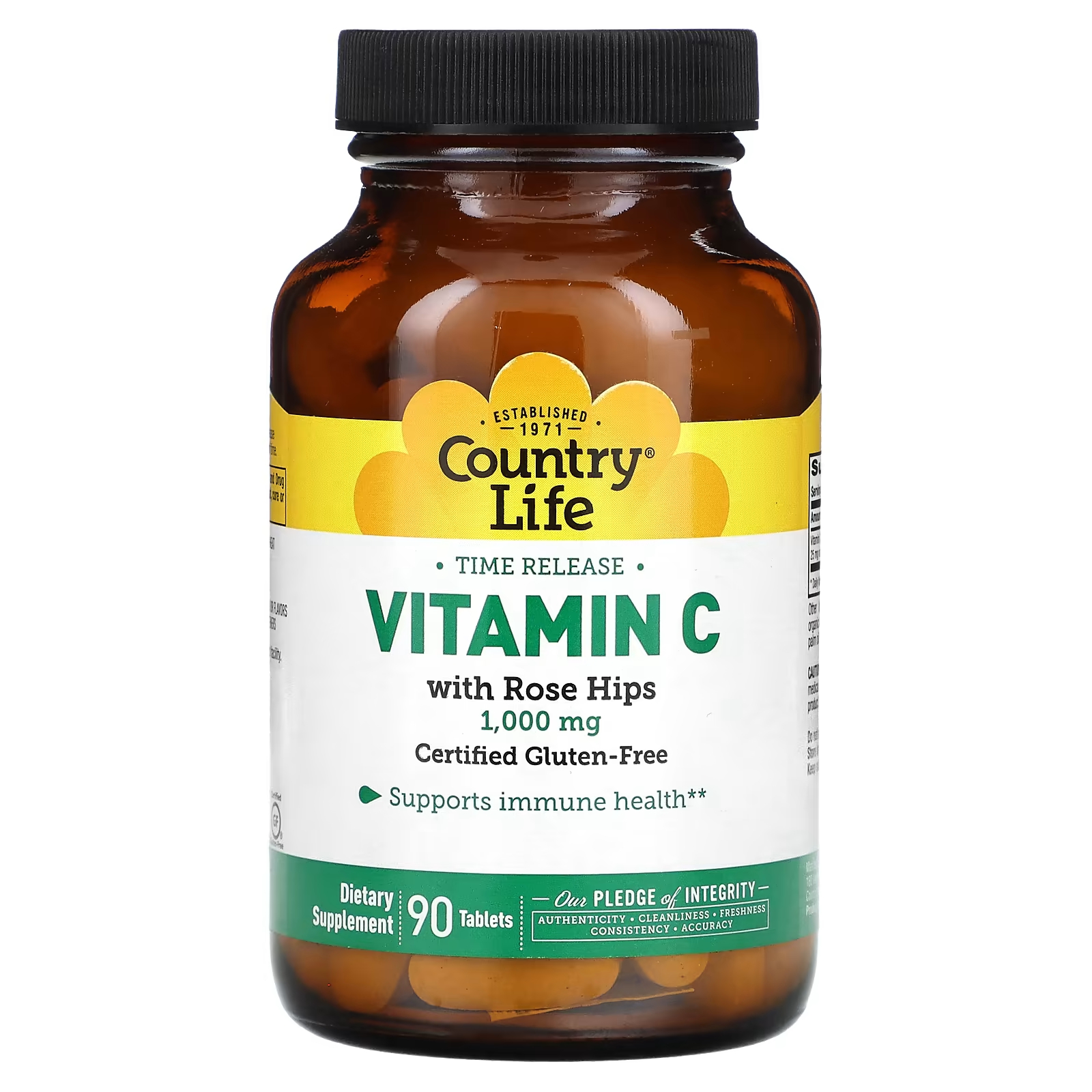 Витамин C Country Life замедленного действия с шиповником 1000 мг, 90 таблеток country life витамин c с шиповником 500 мг 250 таблеток