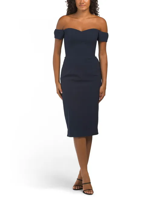 

Платье миди Bailey с открытыми плечами Dress The Population, синий