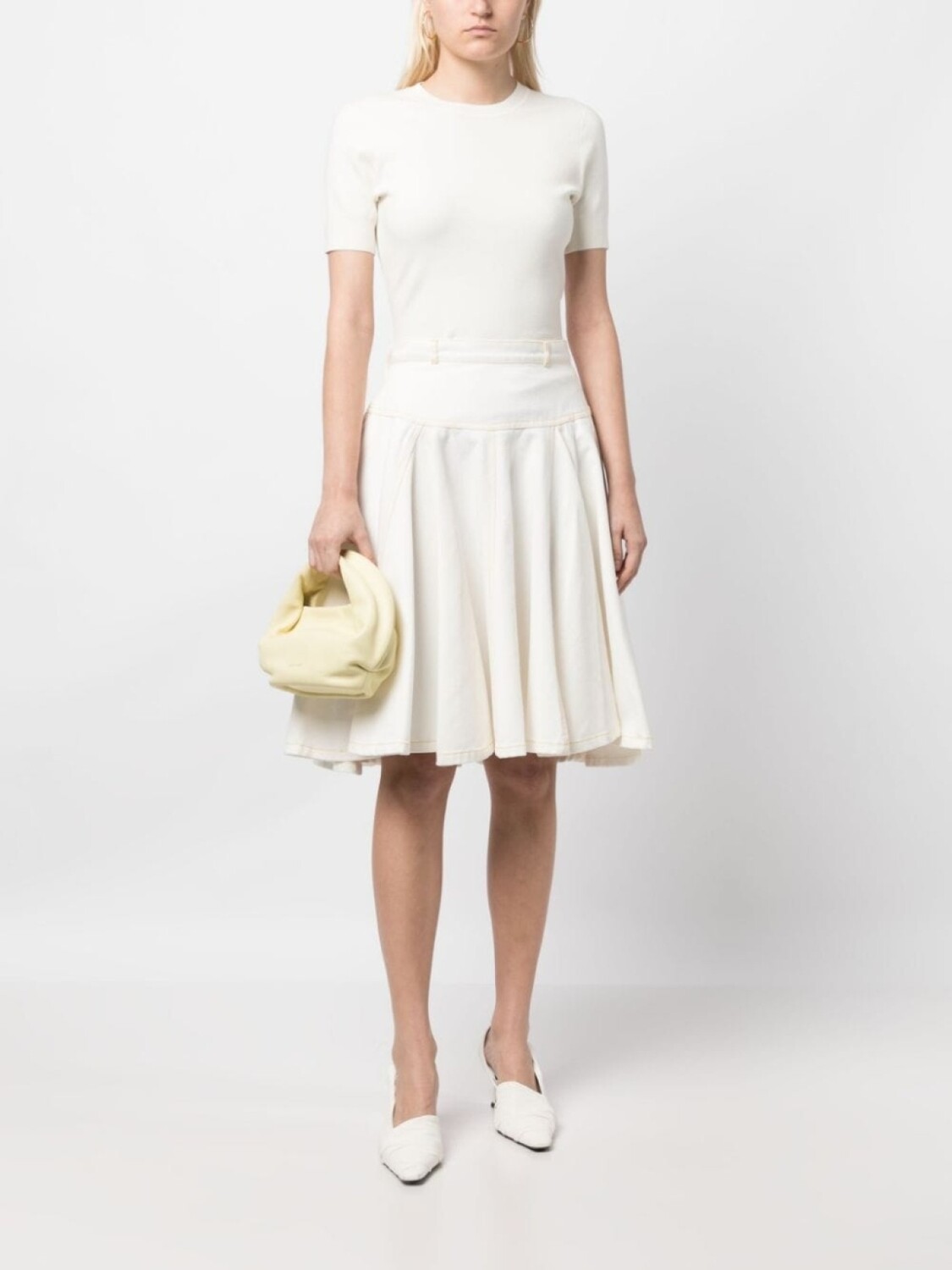 

3.1 Phillip Lim расклешенная юбка с контрастной строчкой, белый