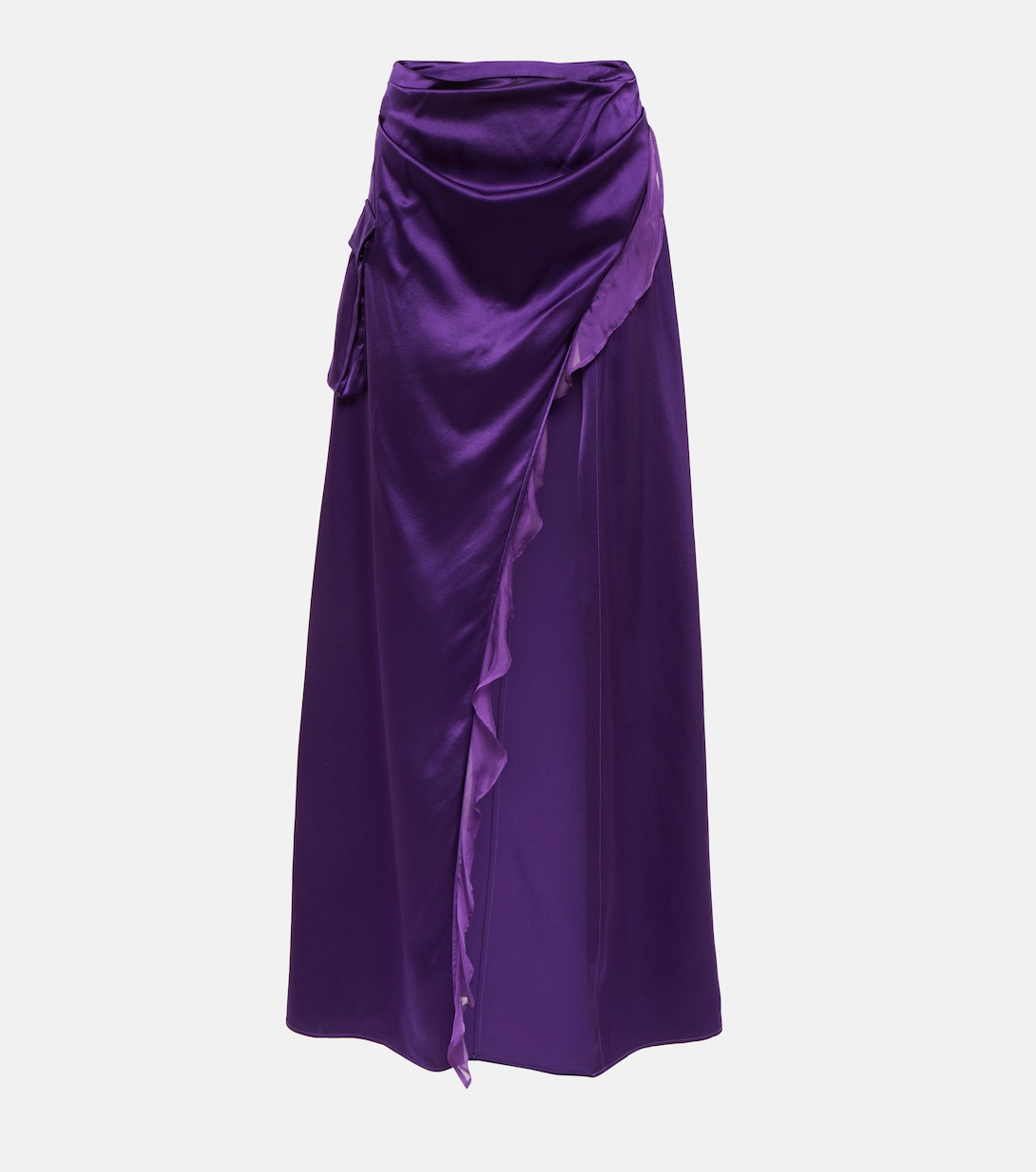 Асимметричная юбка макси из шелкового атласа DIDU, фиолетовый