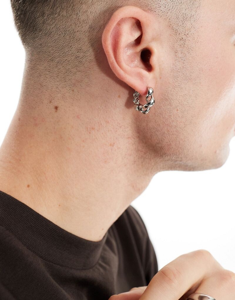 

Серебряные витые серьги-кольца ASOS DESIGN