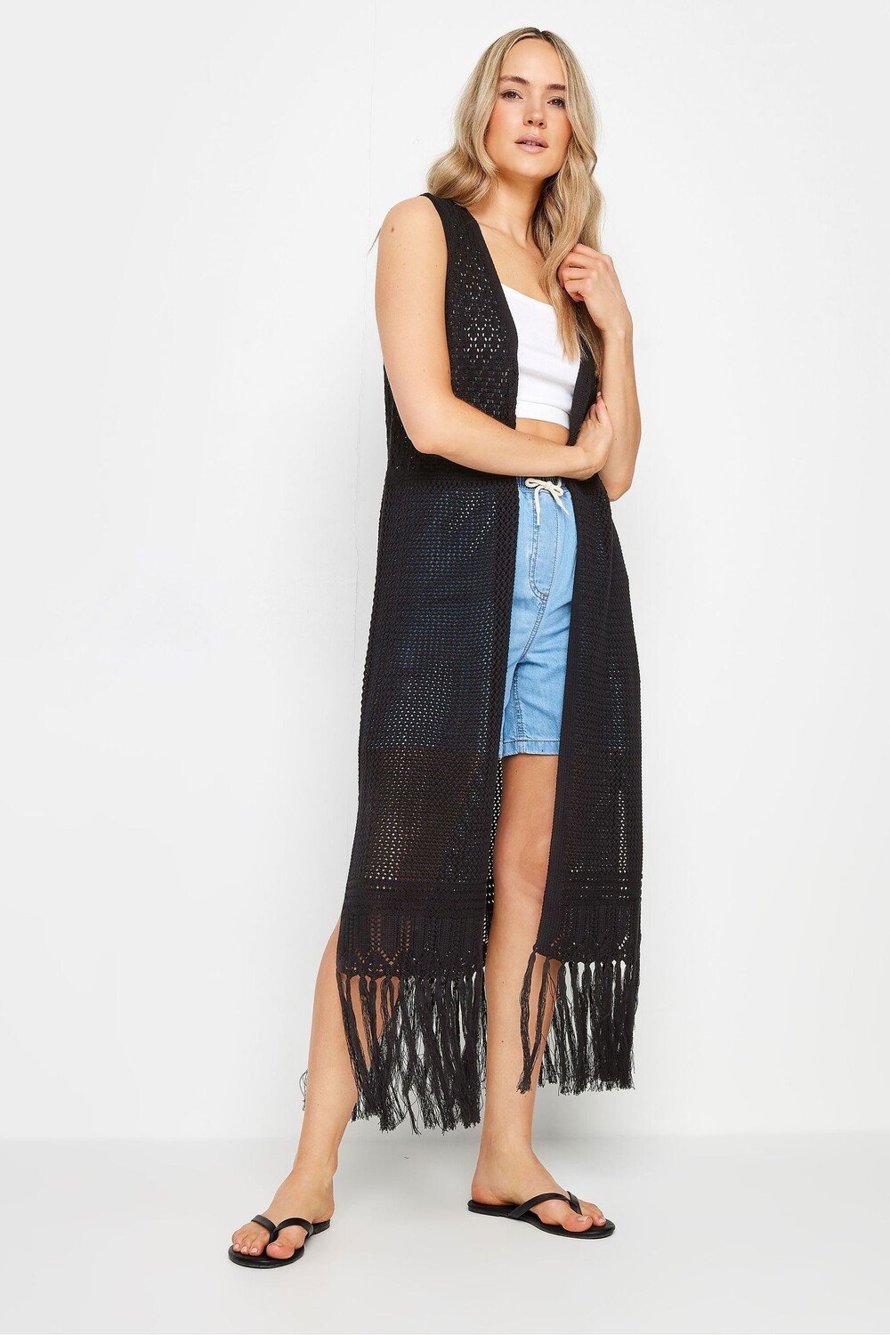 

Удлиненный жилет крючком Long Tall Sally, черный