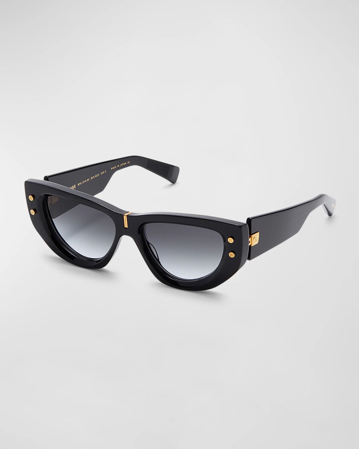 

Солнцезащитные очки «кошачий глаз» B-Muse из ацетата и титана Balmain, цвет Blk Gld