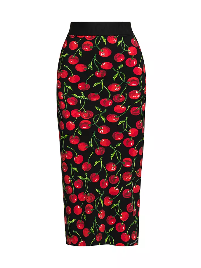 

Юбка-миди с вишневым принтом Dolce&Gabbana, цвет ciliegie fdo nero