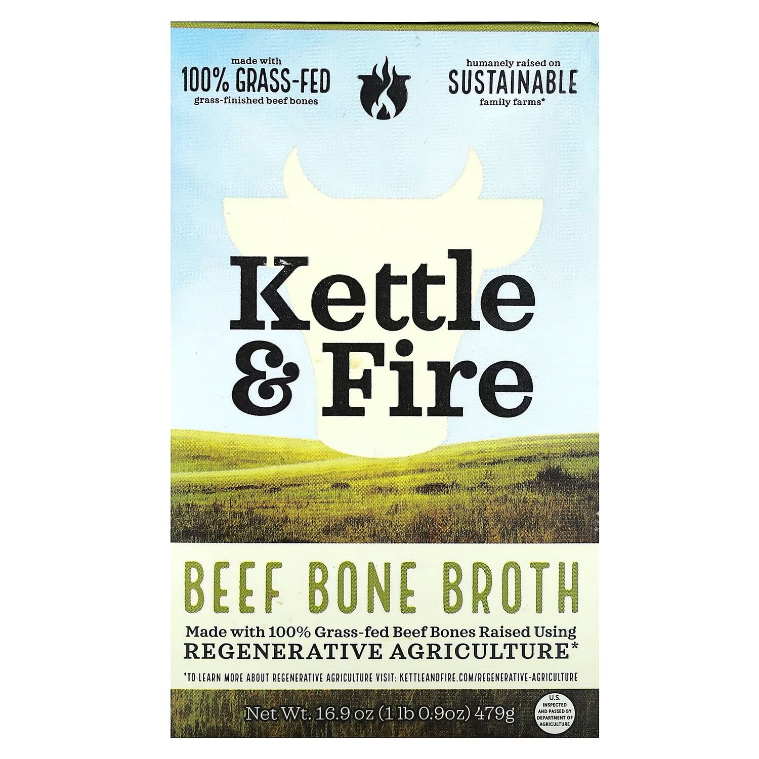 

Говяжий костный бульон, 16,9 унций (479 г) Kettle & Fire