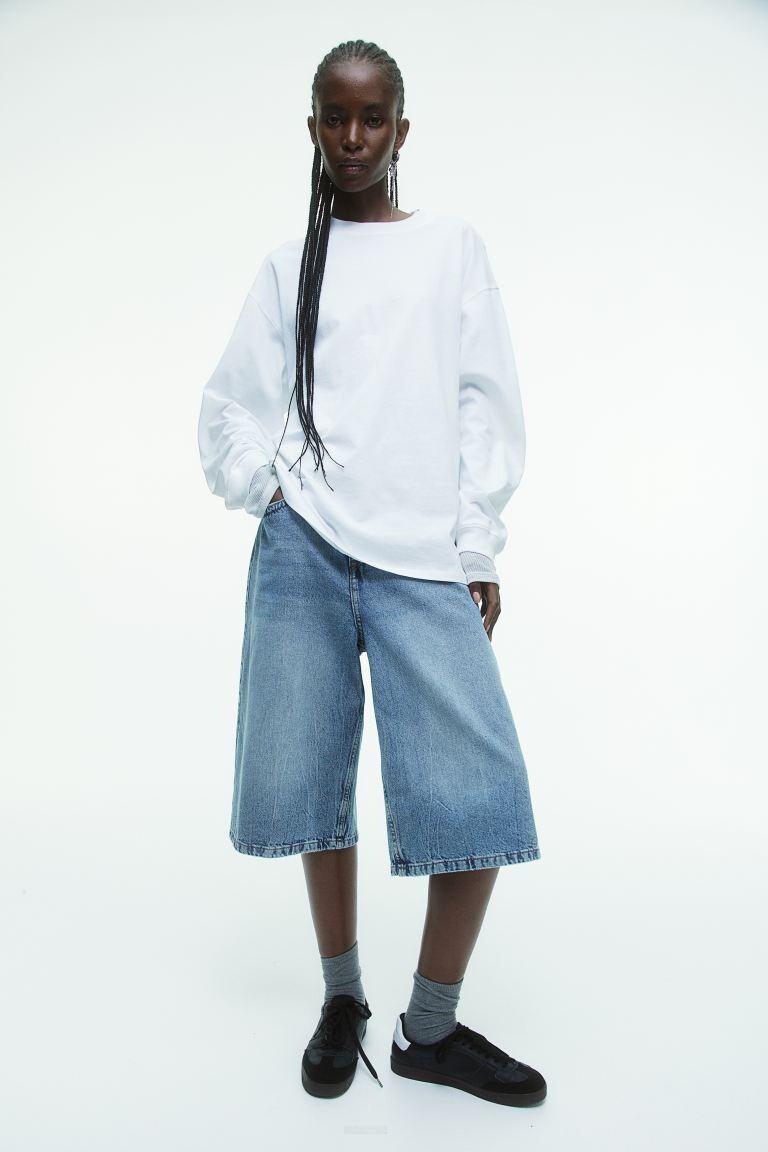 

Низкие джинсовые шорты H&M, синий