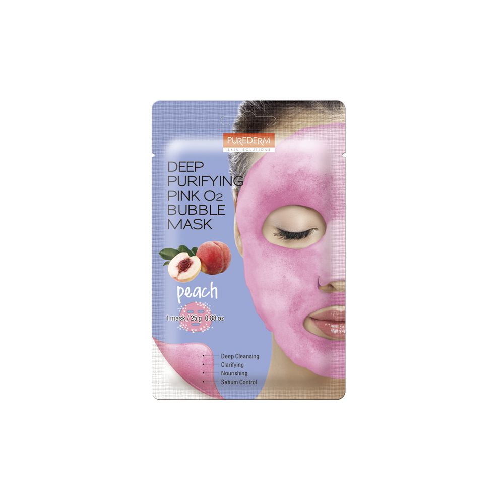 Маска для лица Deep purifying pink o2 bubble mask Purederm, 10 г цена и фото