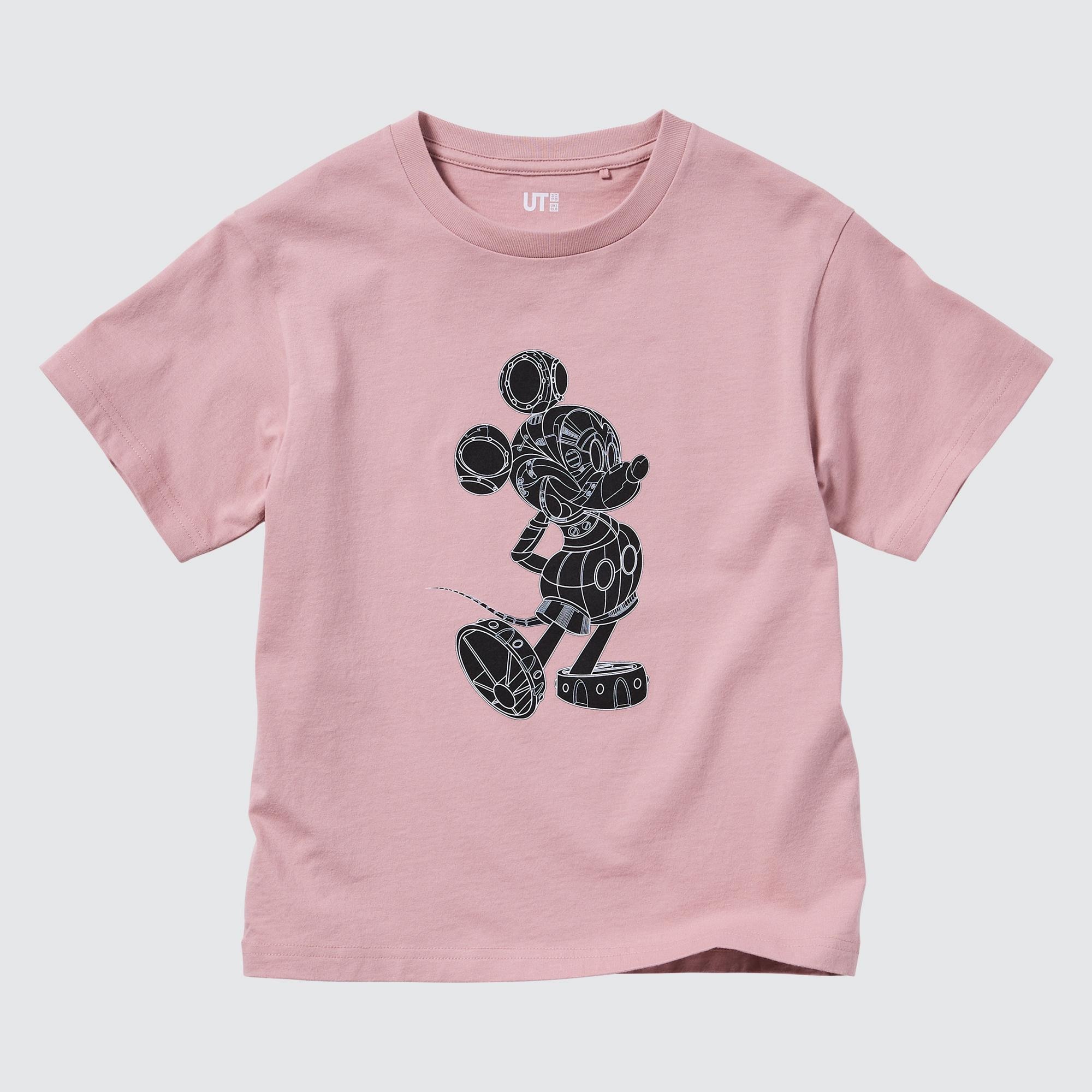 

Футболка UNIQLO Mickey Stands Ut с графическим принтом, розовый