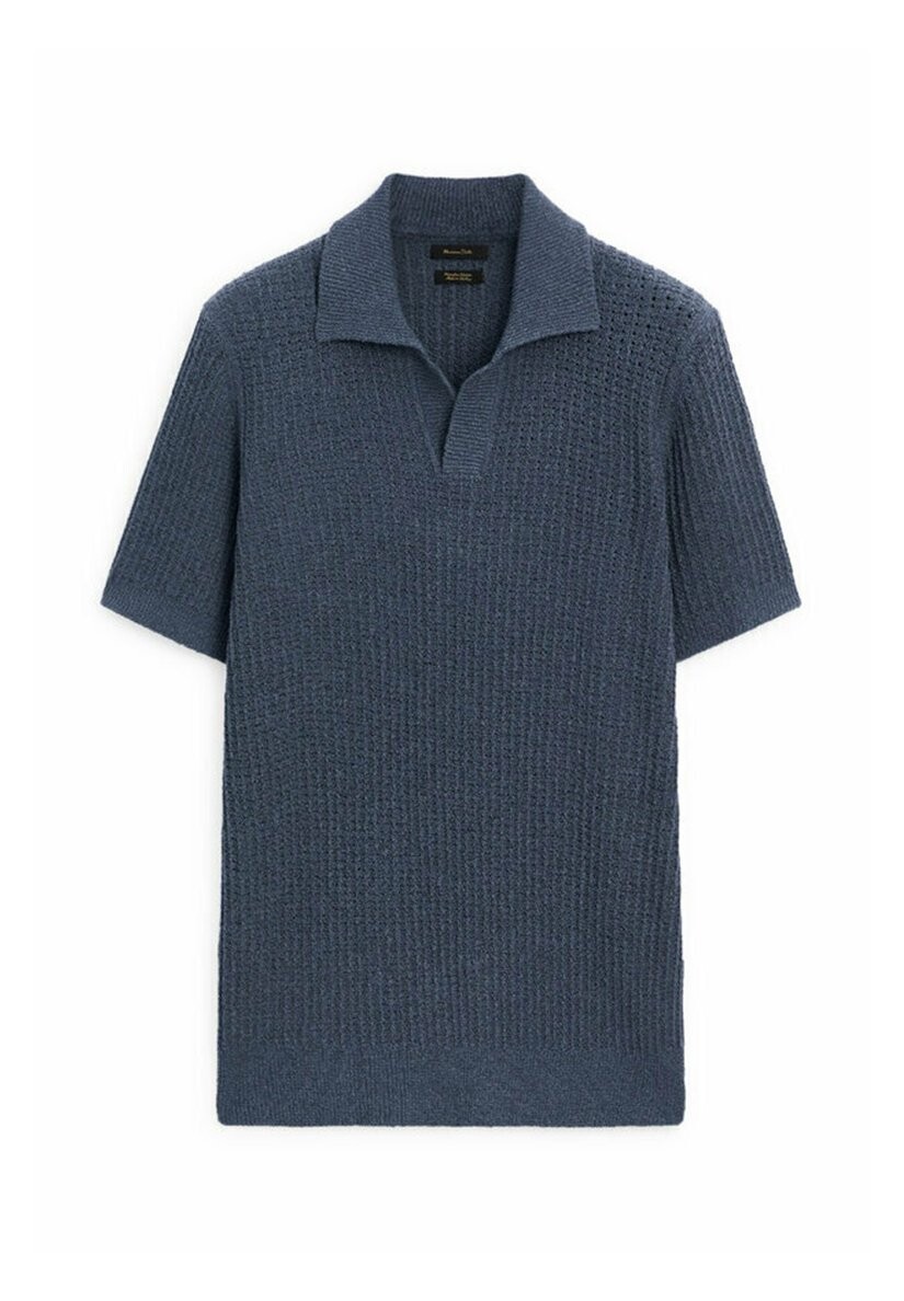 

Рубашка-поло TEXTURED SHORT SLEEVE Massimo Dutti, цвет blue