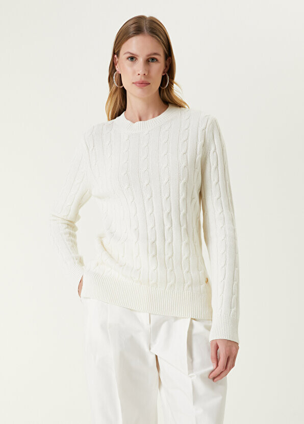 

Off-white вязаный свитер с круглым вырезом и волосами Beymen