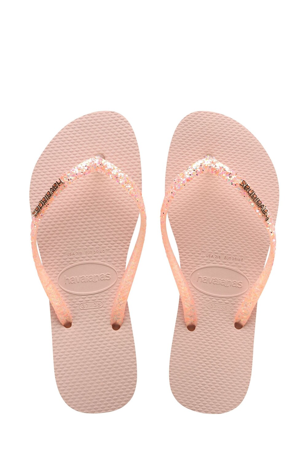 

Шлепанцы с узкими бретелями и блестящей отделкой Havaianas, розовый