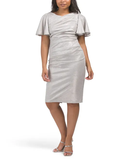 

Блестящее платье с развевающимися рукавами Betsy & Adam, серо-коричневый/серебристый