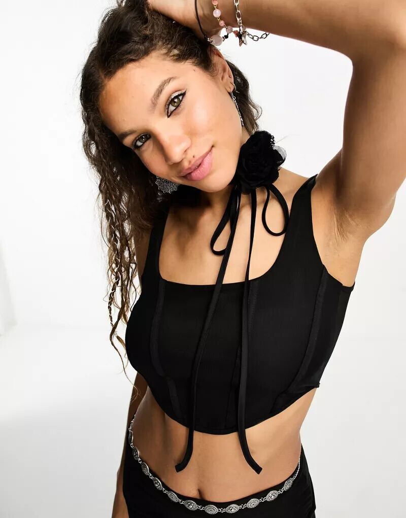 

Черный корсажный топ ASOS