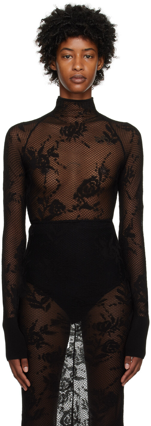 

ALAЧерное боди с цветочным принтом ALAÏA