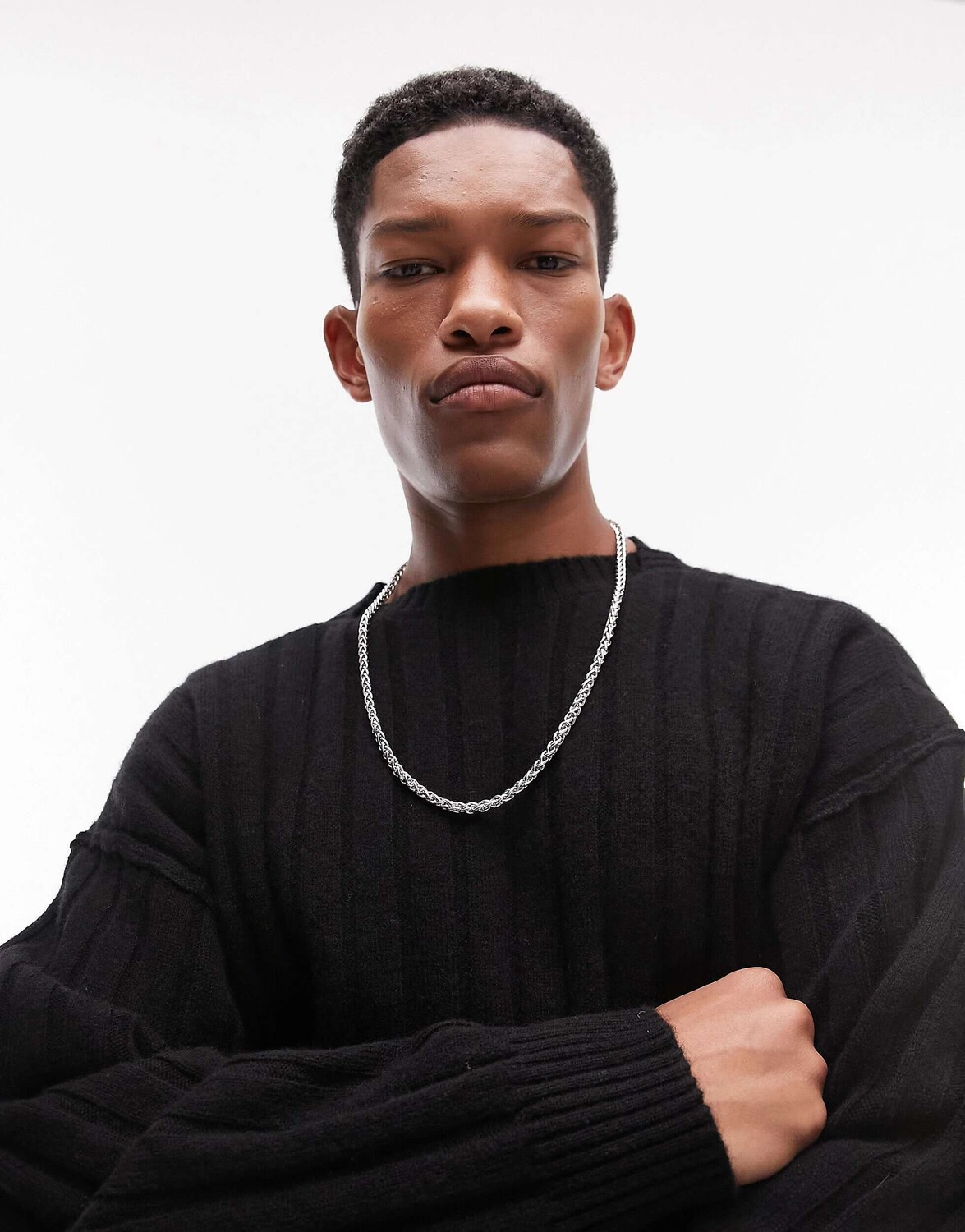 

Черный джемпер из овечьей шерсти Topman