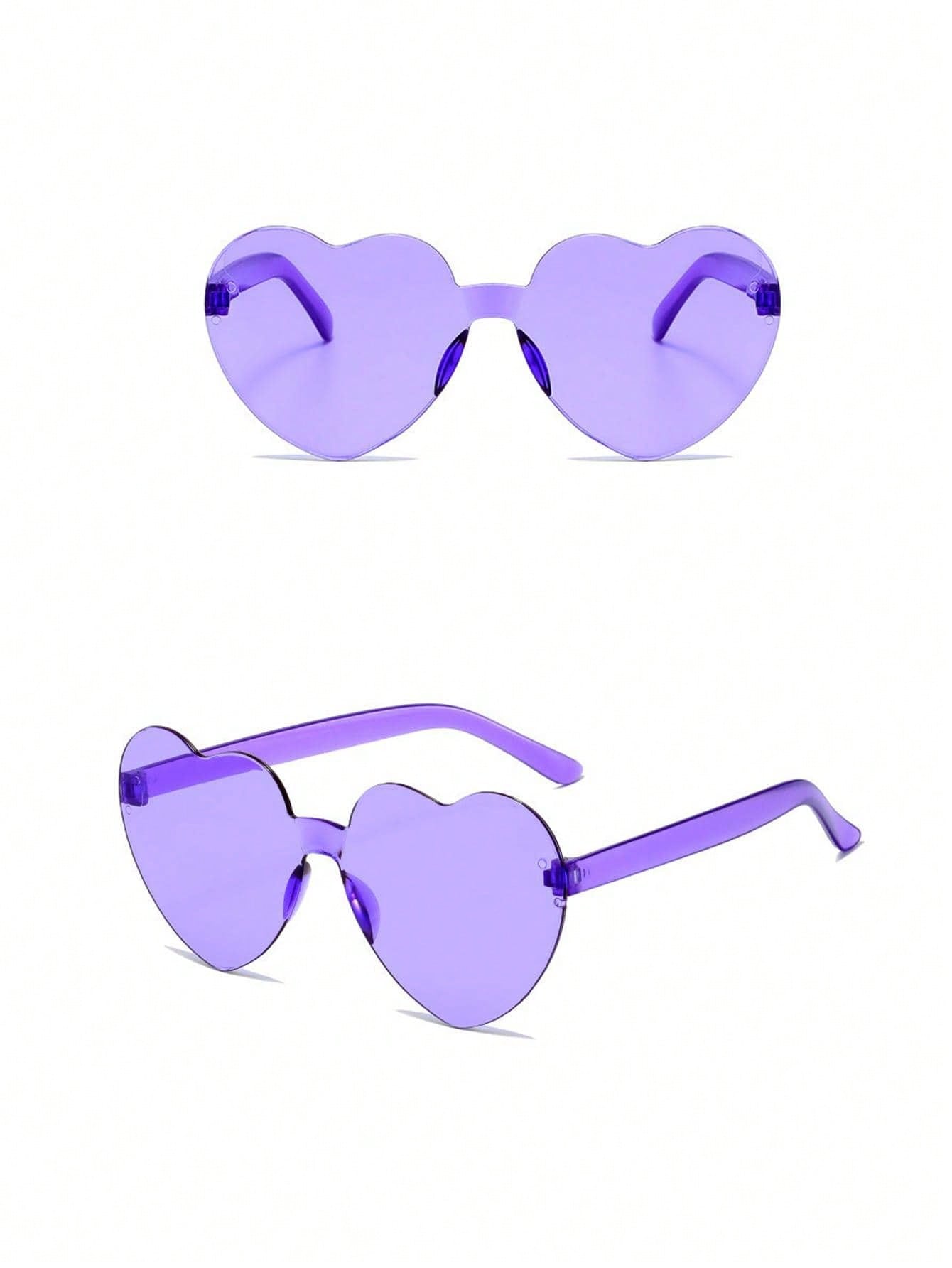 1шт прозрачные фиолетовые цельные очки в форме сердца