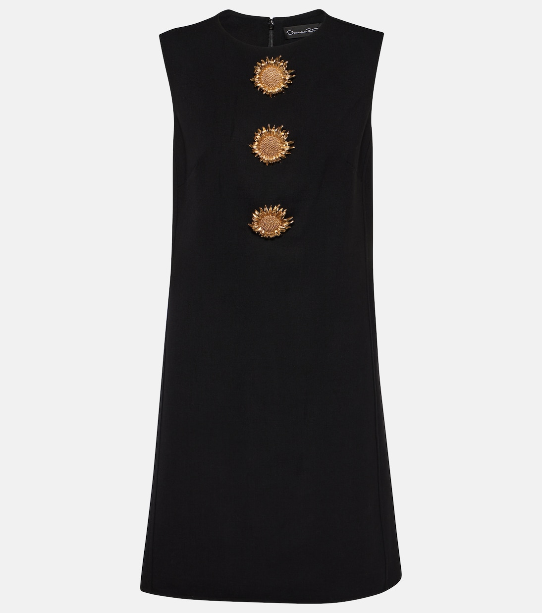Украшенное мини-платье из смесовой шерсти Oscar De La Renta, черный