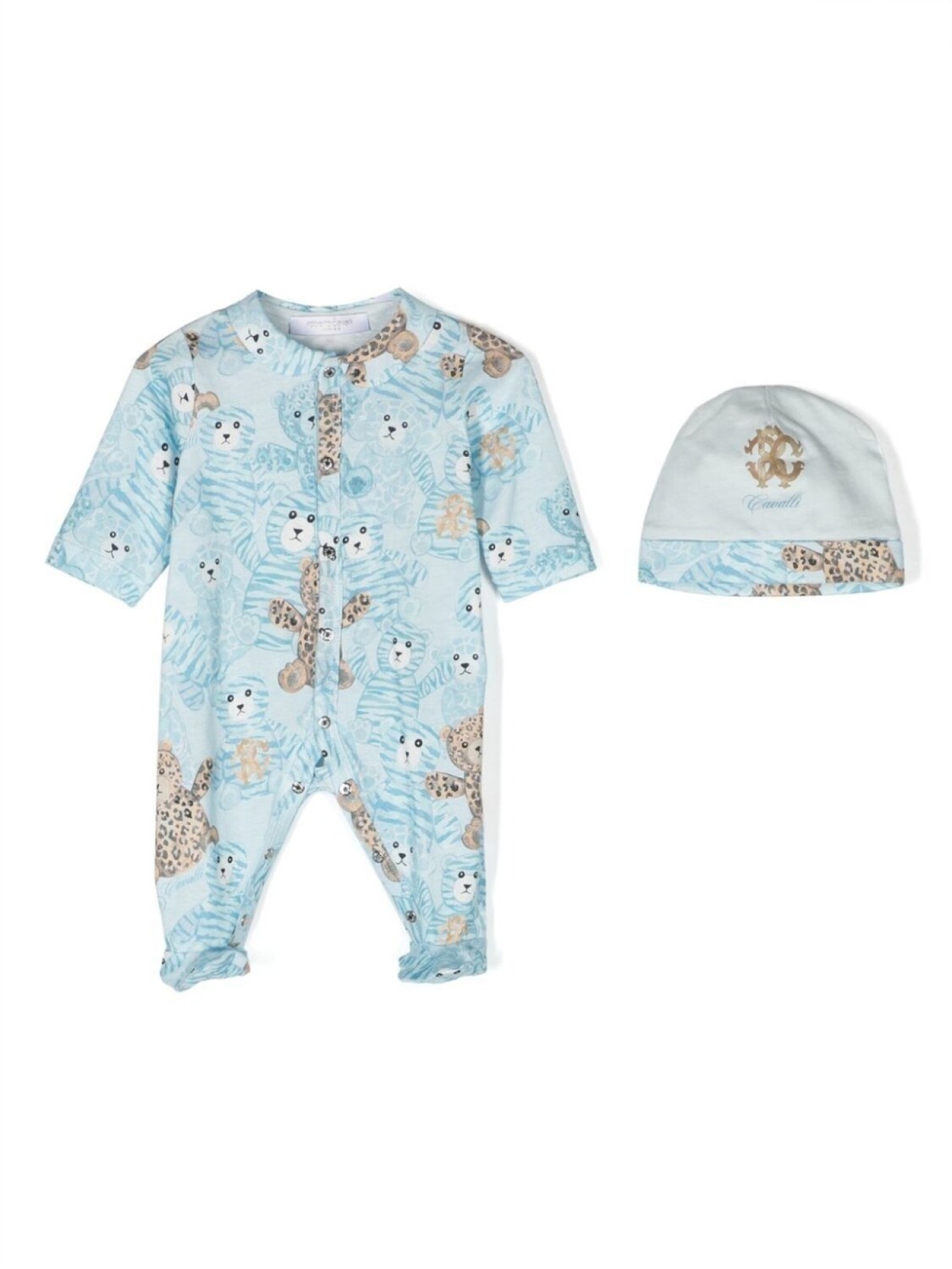 

Комплект для новорожденного с принтом Roberto Cavalli Junior, синий