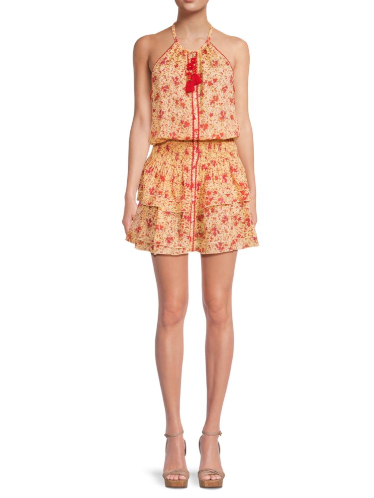 цена Мини-платье Kimi со сборками Poupette St Barth, цвет Yellow Red