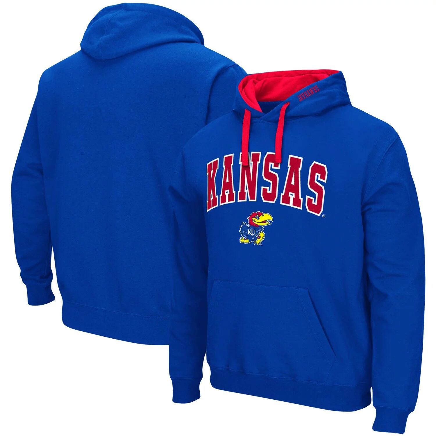 

Мужской пуловер с капюшоном Royal Kansas Jayhawks Big & Tall Arch & Logo 2.0 Colosseum