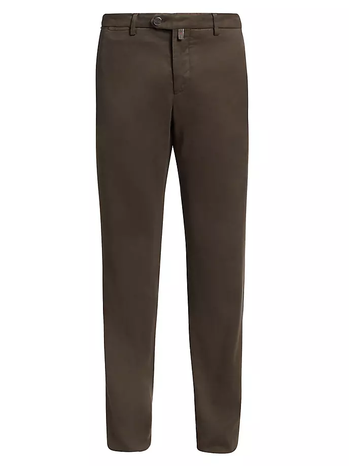 

Брюки из смесового хлопка с плоской передней частью Kiton, цвет dark brown