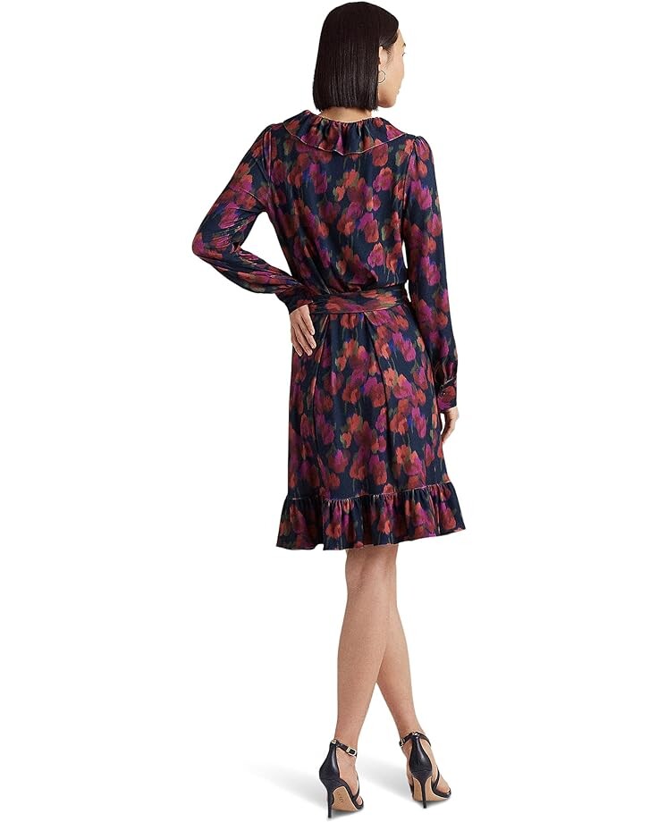 

Платье LAUREN Ralph Lauren Floral Ruffle-Trim Jersey Dress, синий мульти