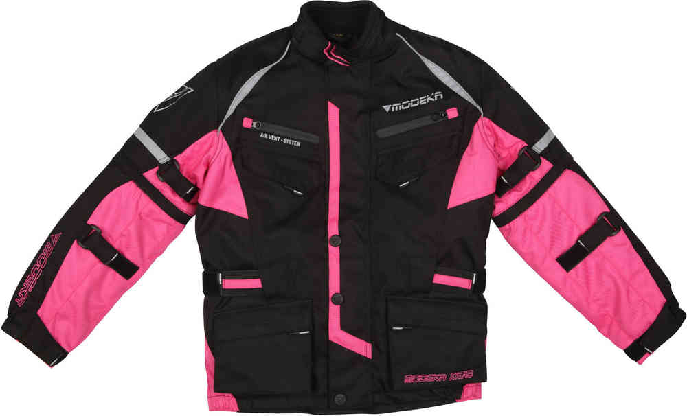 Детская мотоциклетная текстильная куртка Tourex II Modeka, черный/розовый код owhnt550 ₽3150 550 новая мотоциклетная куртка мотоциклетная воздушная сумка жилет мотоциклетная воздушная сумка жилет для мотокросса гоно